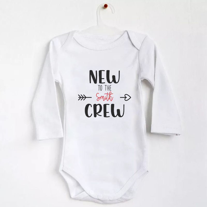 Personalized New To The Crew Newborn unisex Onesie