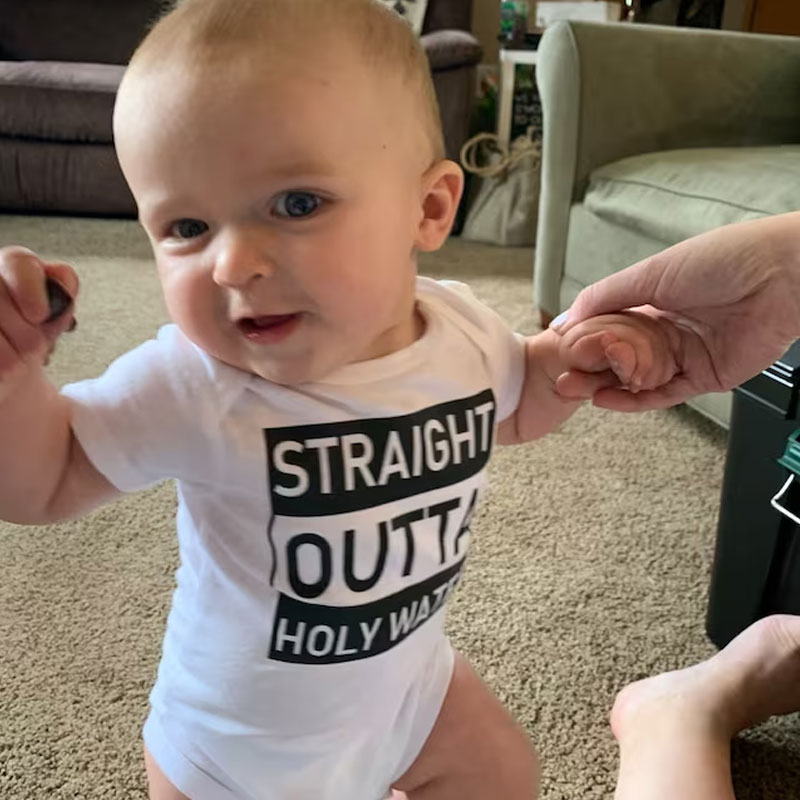 Funny Baptism Onesie, Straight Outta Holy Water Baby Bodysuit