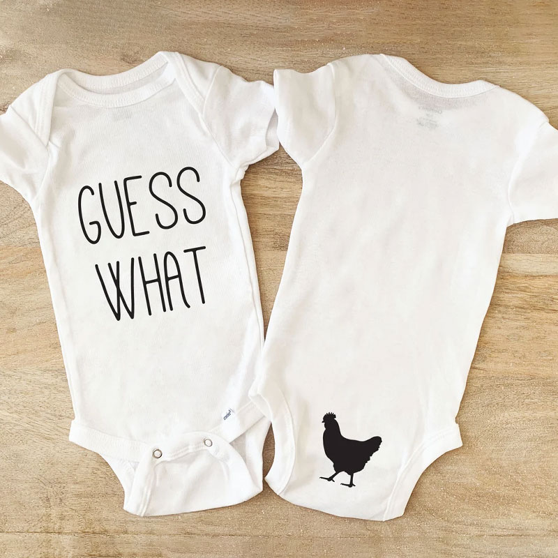 Guess What Chicken Butt Onesies, Funny Baby Unisex Bodysuit