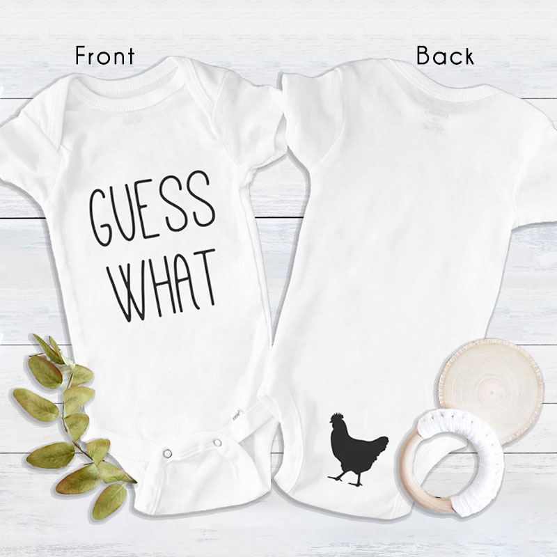 Guess What Chicken Butt Onesies, Funny Baby Unisex Bodysuit