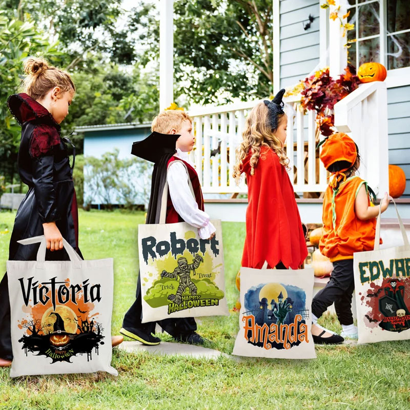 Halloween Tote Bags Customized Goodie Bag for Girls Boys