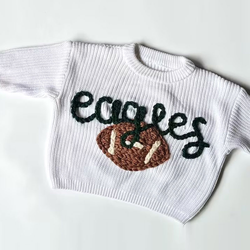 Hand Embroidered Sports Team Baby and Toddler Sweater