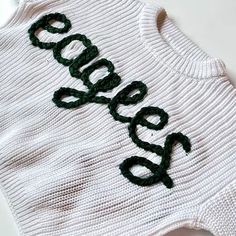 Hand Embroidered Sports Team Baby and Toddler Sweater