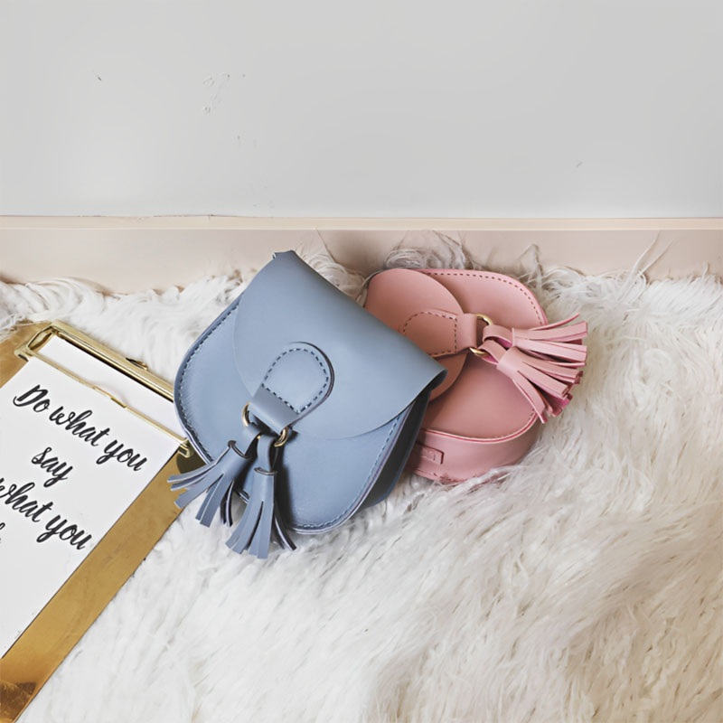 Kids Leather Girls Tassel Shoulder Messenger Bag
