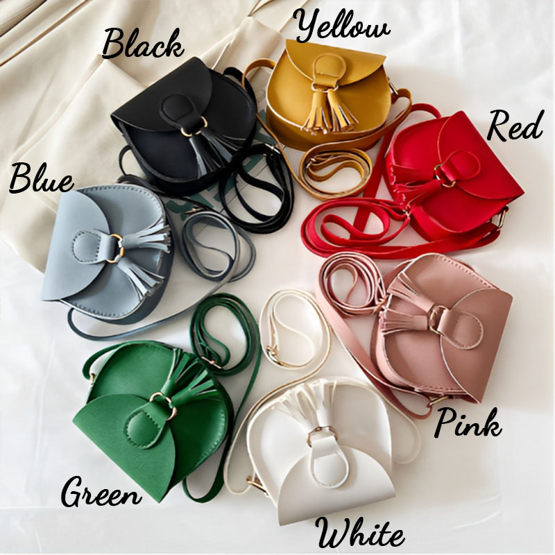 Kids Leather Girls Tassel Shoulder Messenger Bag