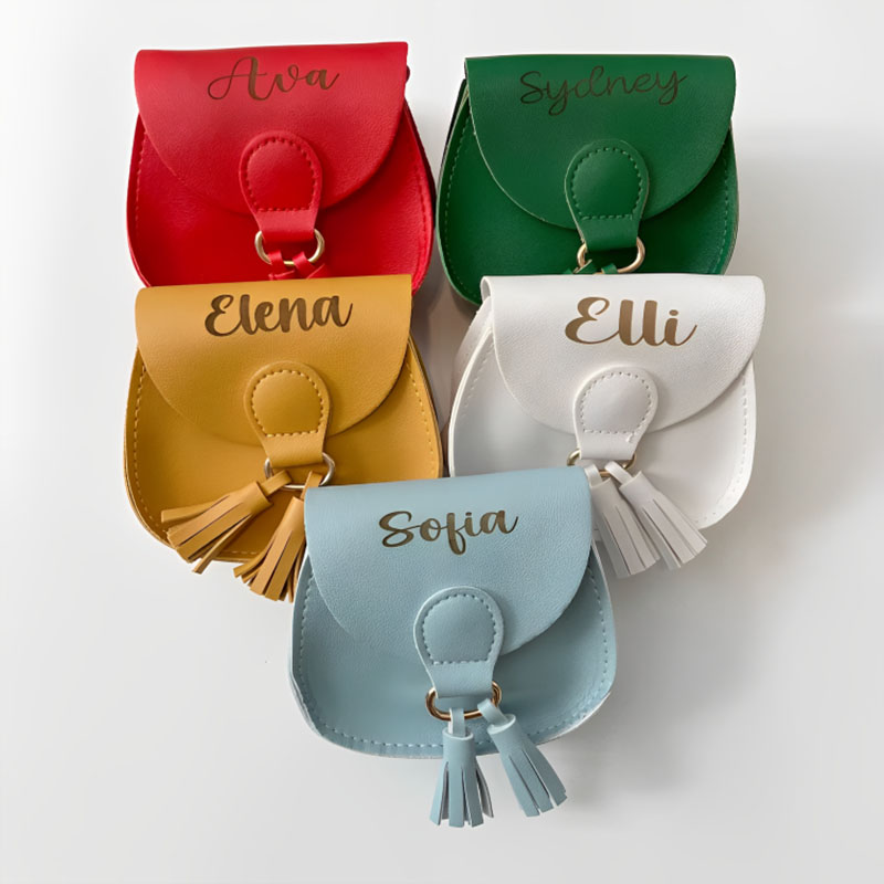 Kids Leather Girls Tassel Shoulder Messenger Bag