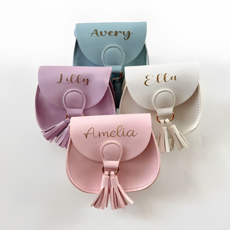 Kids Leather Girls Tassel Shoulder Messenger Bag