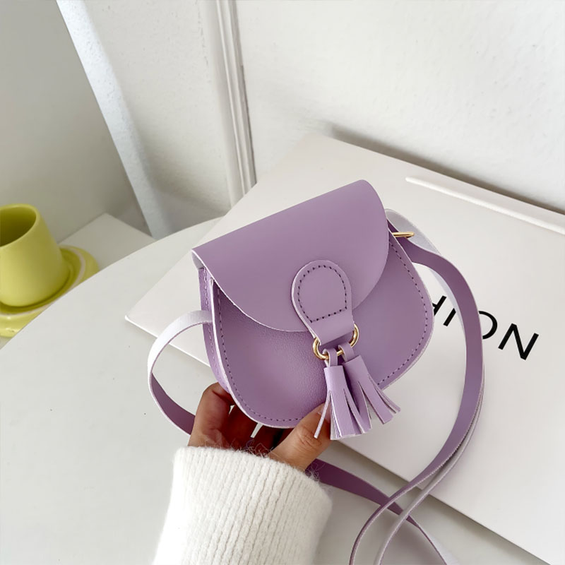 Kids Leather Girls Tassel Shoulder Messenger Bag