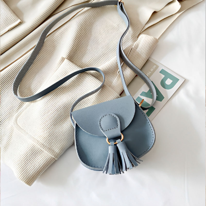 Kids Leather Girls Tassel Shoulder Messenger Bag