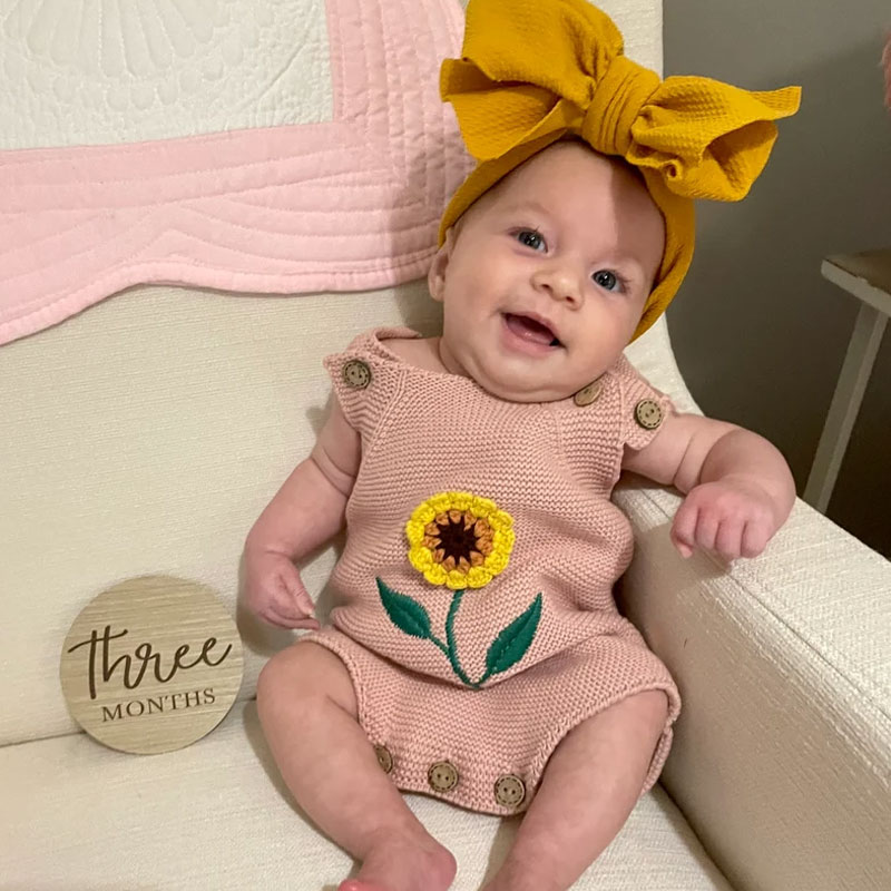 Knitted Sunflower Romper Boho Baby Girl Clothing