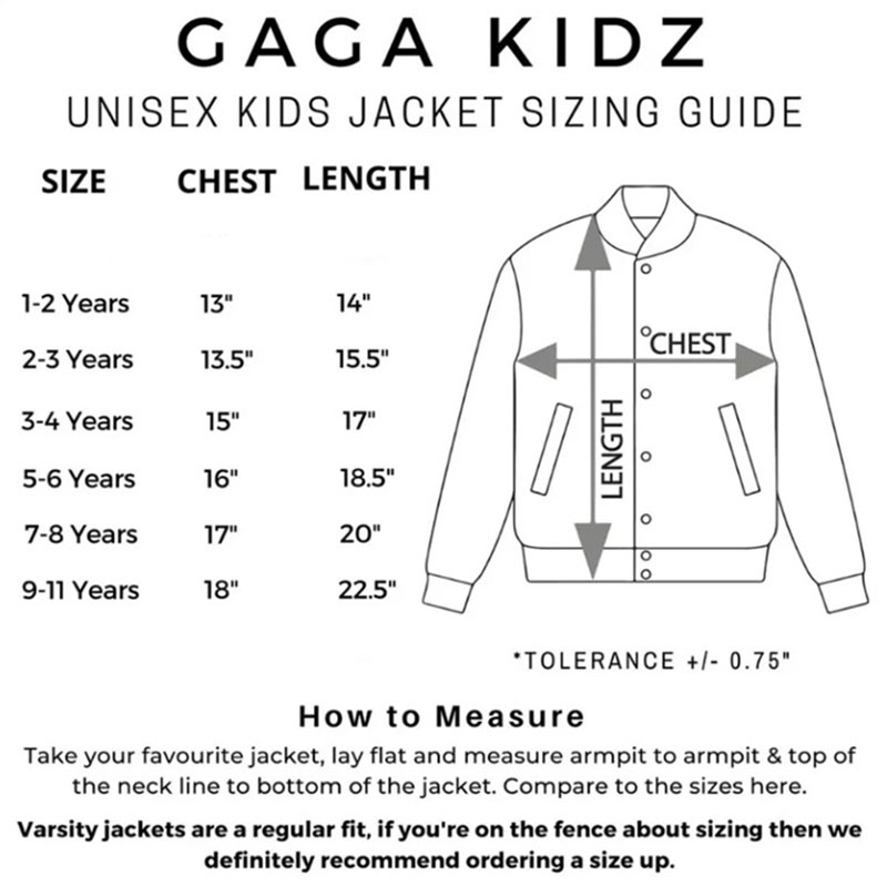 Personalised Unisex Custom Kids Varsity Jacket