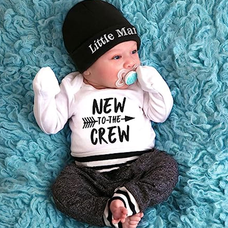 Newborn Baby Boy Clothes New to The Crew 3PCS Outfit