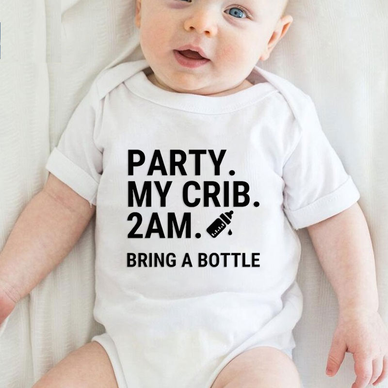 Party At My Crib Bodysuit, Funny Baby Clothes