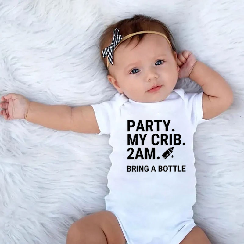 Party At My Crib Bodysuit, Funny Baby Clothes