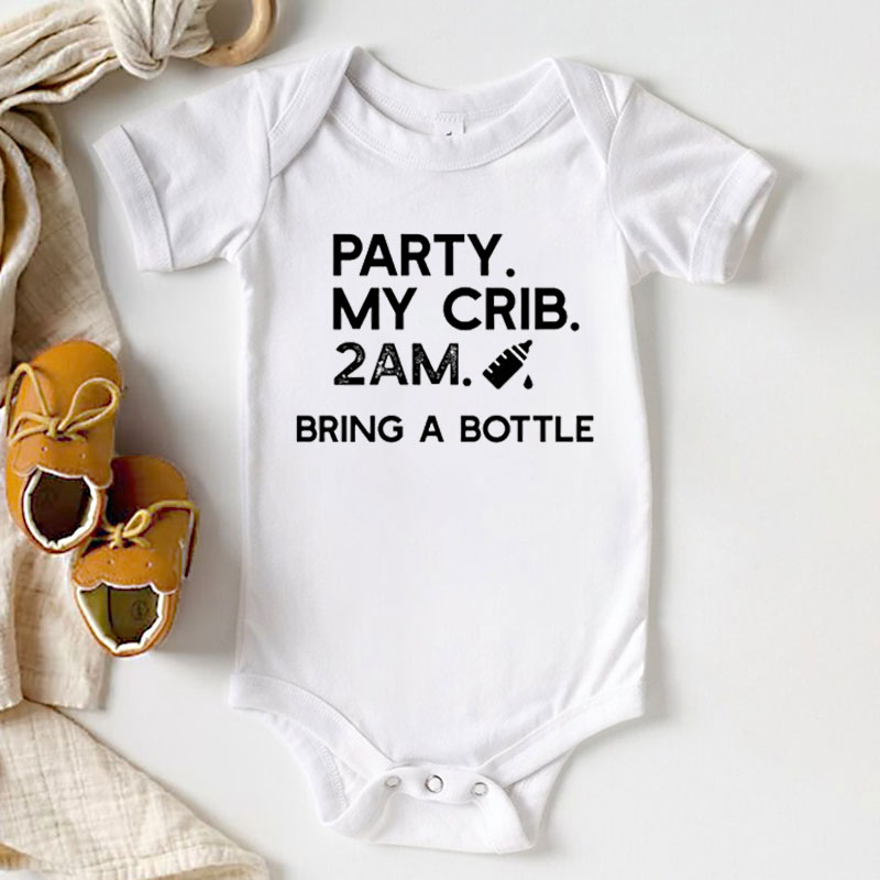 Party At My Crib Bodysuit, Funny Baby Clothes