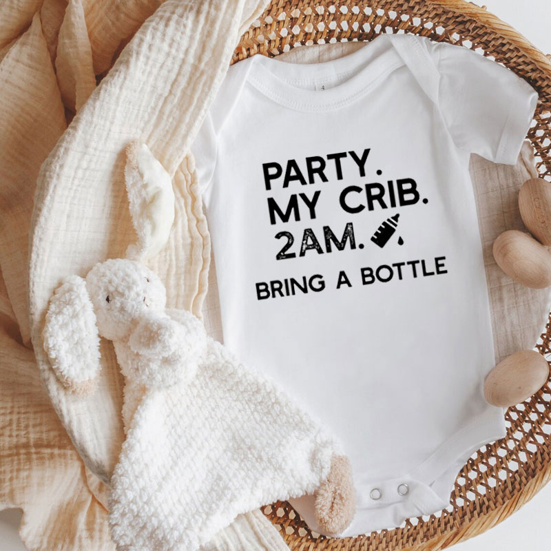 Party At My Crib Bodysuit, Funny Baby Clothes