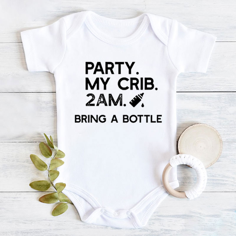 Party At My Crib Bodysuit, Funny Baby Clothes