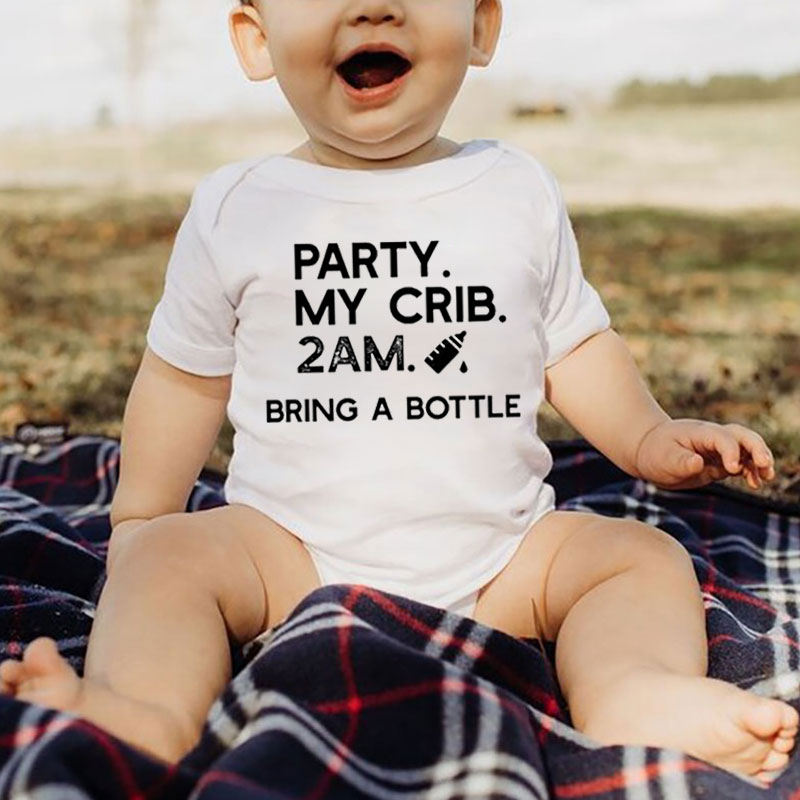 Party At My Crib Bodysuit, Funny Baby Clothes