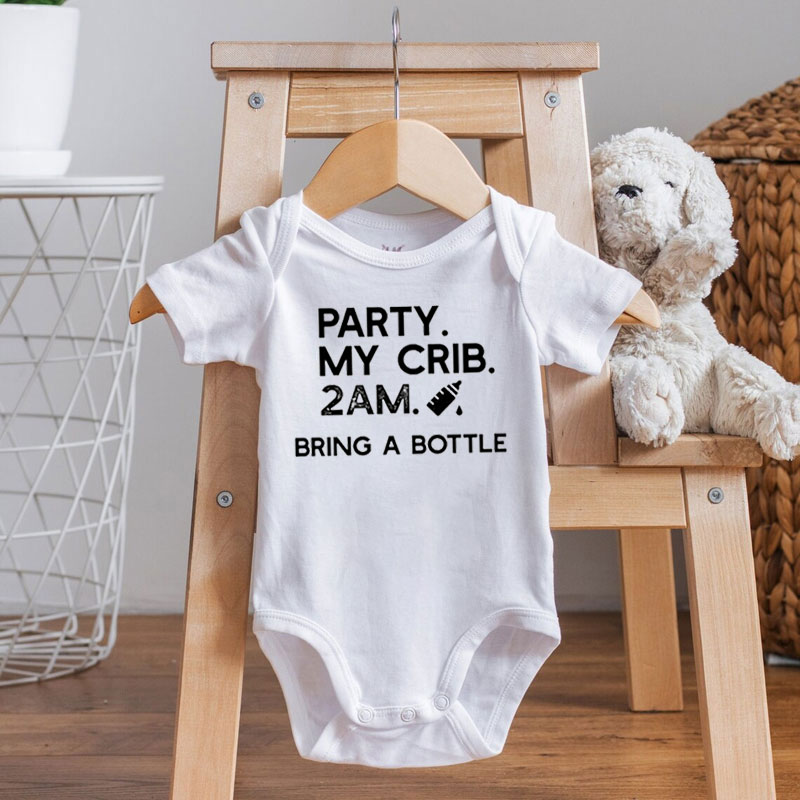 Party At My Crib Bodysuit, Funny Baby Clothes