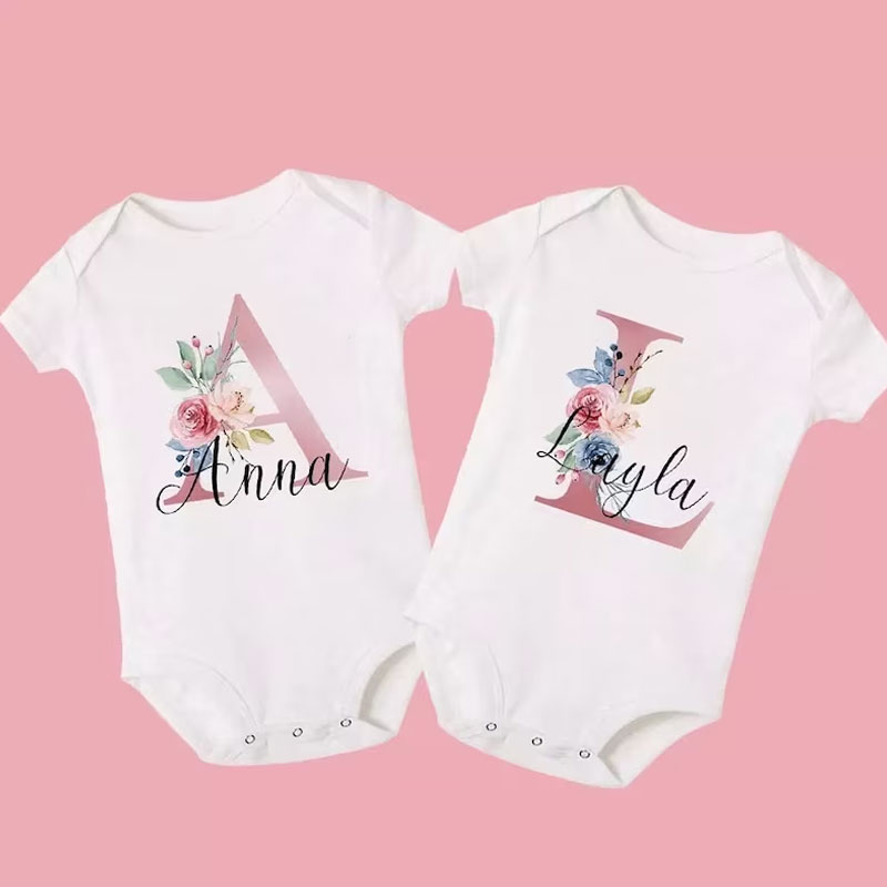 Personalised Baby Girls Bodysuit New Baby Gift Initial Baby Name