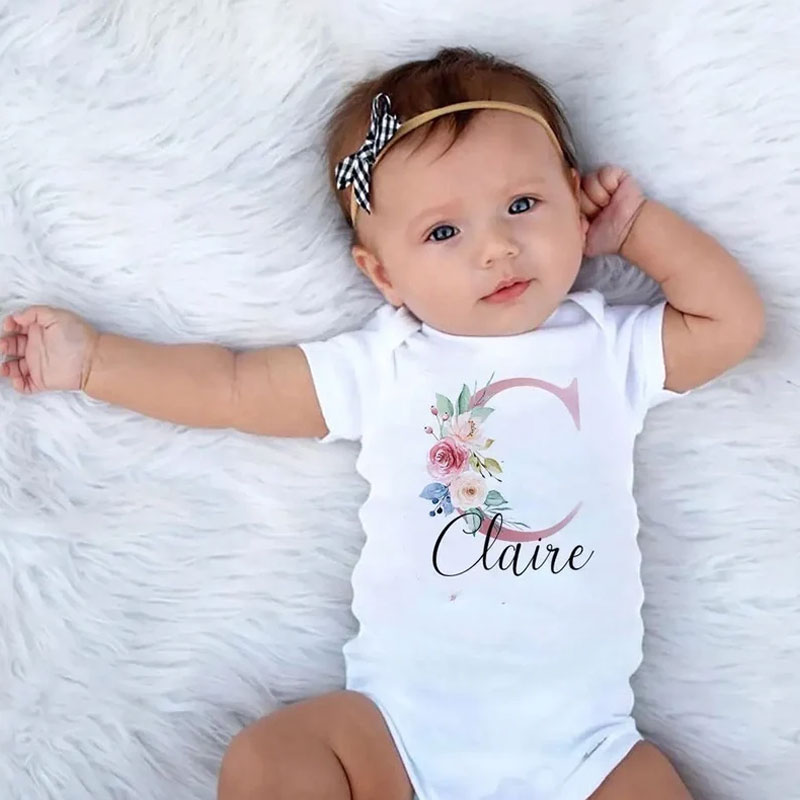 Personalised Baby Girls Bodysuit New Baby Gift Initial Baby Name