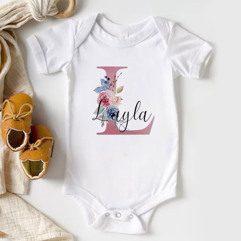 Personalised Baby Girls Bodysuit New Baby Gift Initial Baby Name