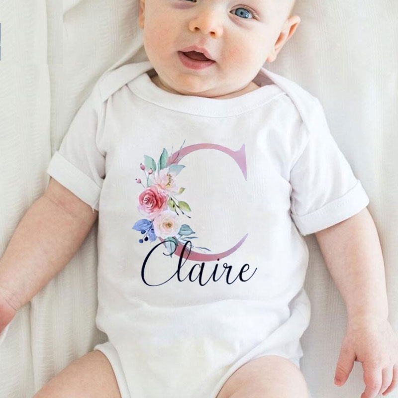 Personalised Baby Girls Bodysuit New Baby Gift Initial Baby Name
