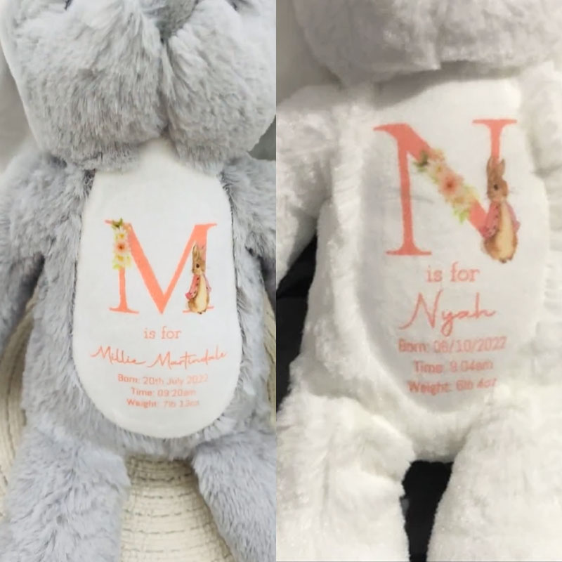Personalised Rabbit Birth Announcement Baby Shower Gift