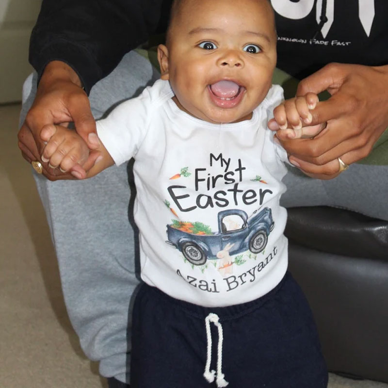 Personalized Boy First Easter Bunny Truck Going Home Outfit Set of 3