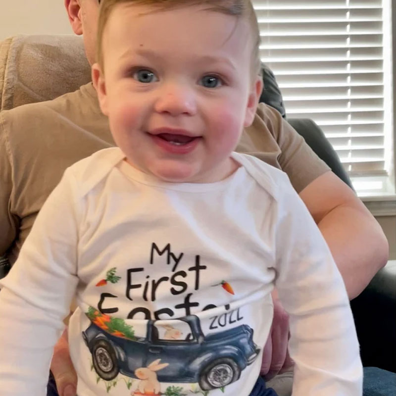 Personalized Boy First Easter Bunny Truck Going Home Outfit Set of 3
