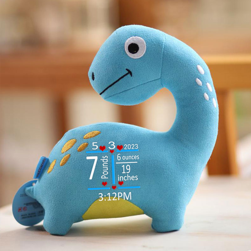 Personalized Cute Dinosaur Plush Toy with Name and Birth Infor