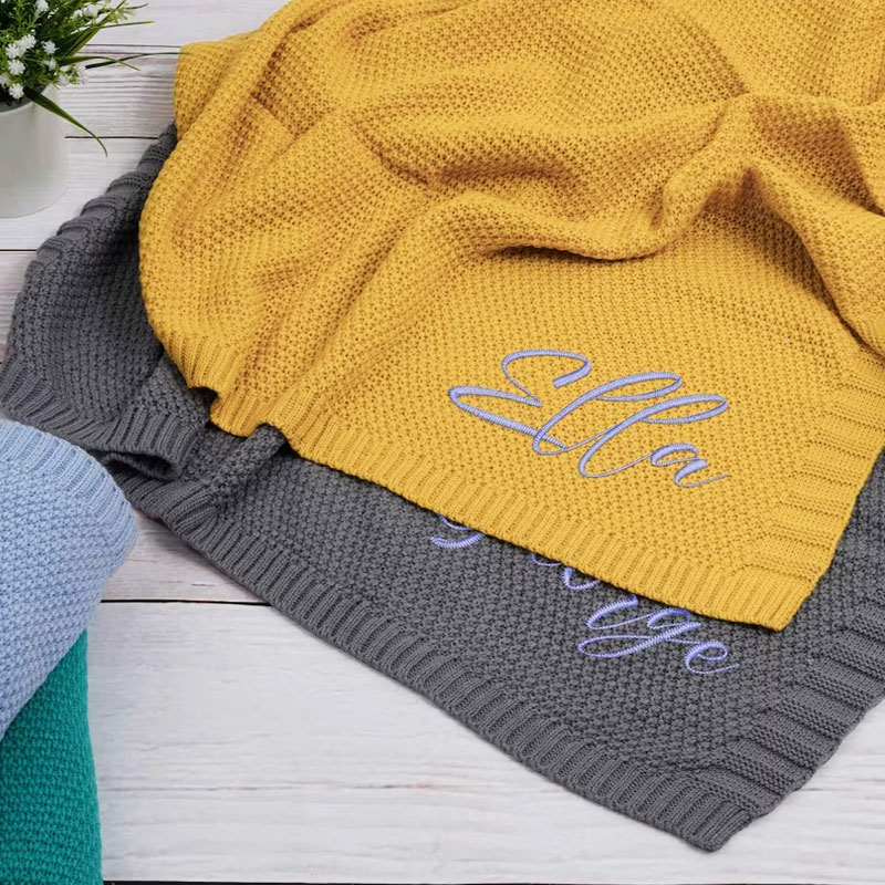 Personalized Embroidered Name Blanket for Baby Girl or Boy