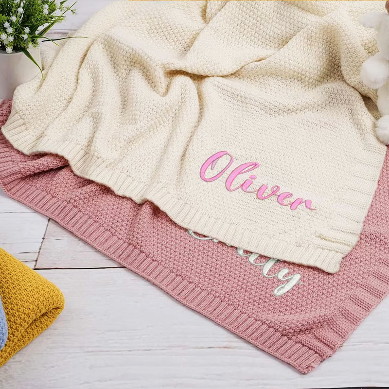 Personalized Embroidered Name Blanket for Baby Girl or Boy