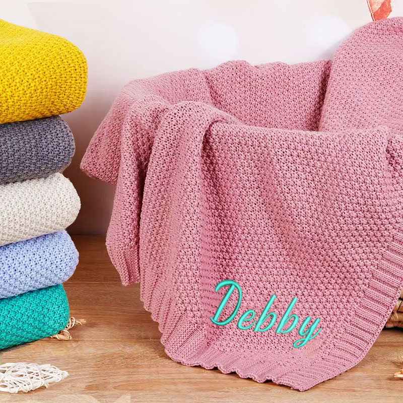 Personalized Embroidered Name Blanket for Baby Girl or Boy