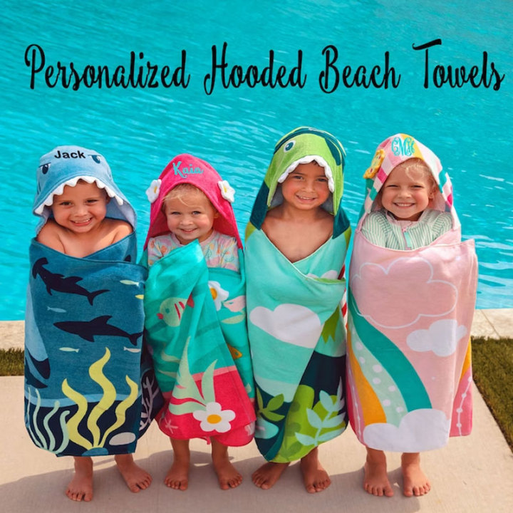 Personalized Hooded Towel Monogram Kids Beach Towels