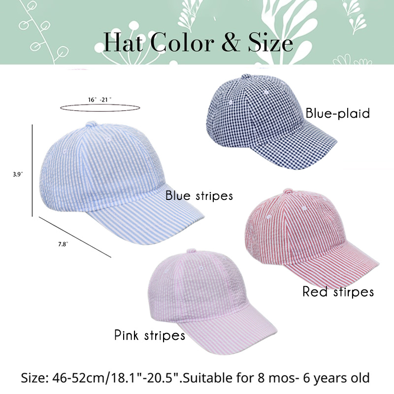 Personalized Kids Seersucker Baseball Hat,Custom Toddler Hats