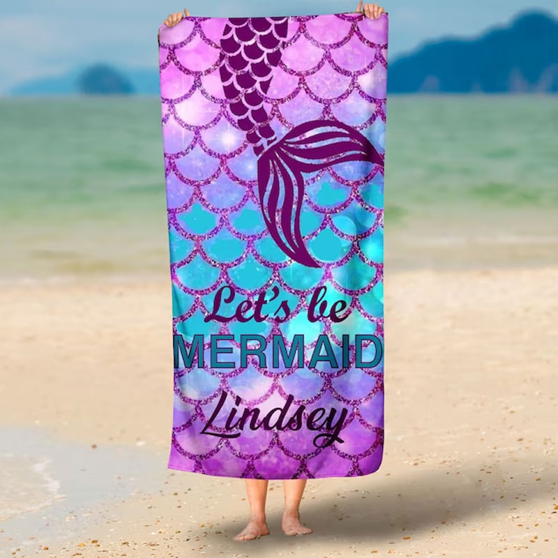 Personalized Mermaid Beach Towel Kids picnic blanket