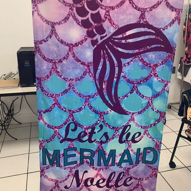 Personalized Mermaid Beach Towel Kids picnic blanket