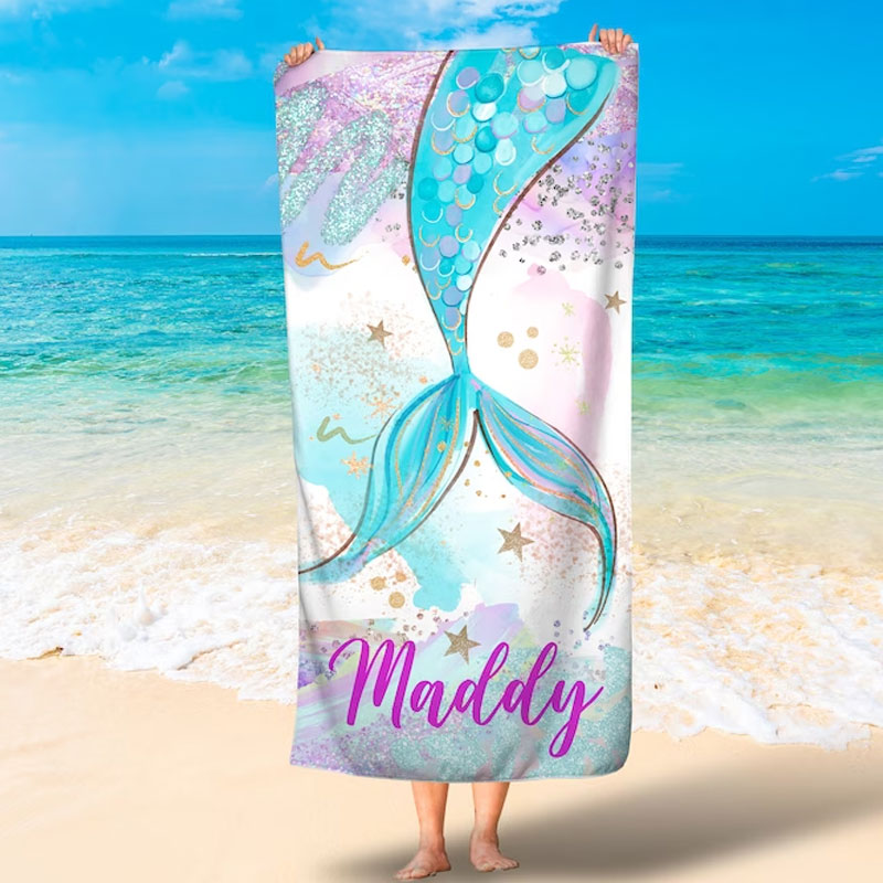 Personalized Mermaid Beach Towel Kids picnic blanket
