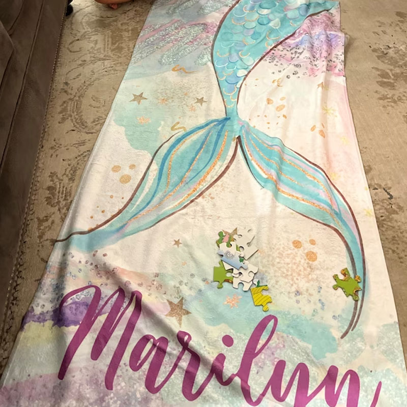 Personalized Mermaid Beach Towel Kids picnic blanket