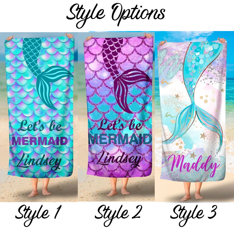 Personalized Mermaid Beach Towel Kids picnic blanket
