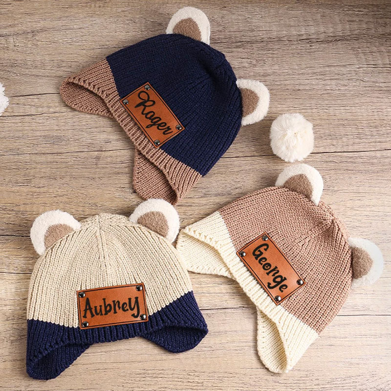 Personalized Name Baby Beanie with Earflap