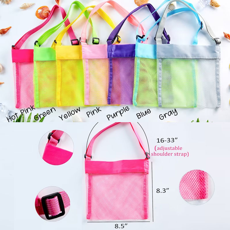 Personalized Seashell Bags Kids Beach Bag Sand Toy Collector Tote