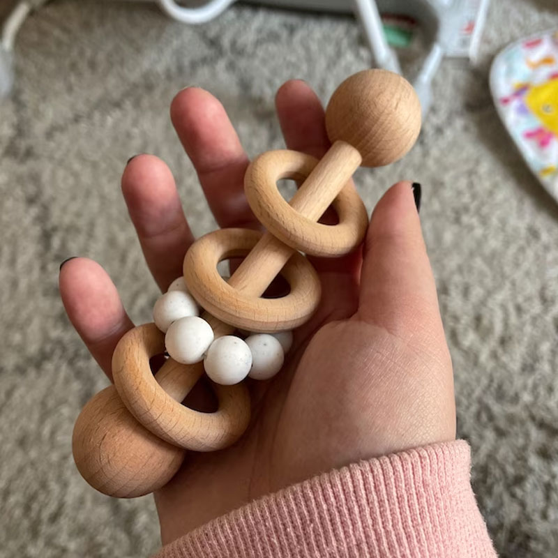 Personalized Wooden Rattle With Baby Name And Dob Baby Shower Gift