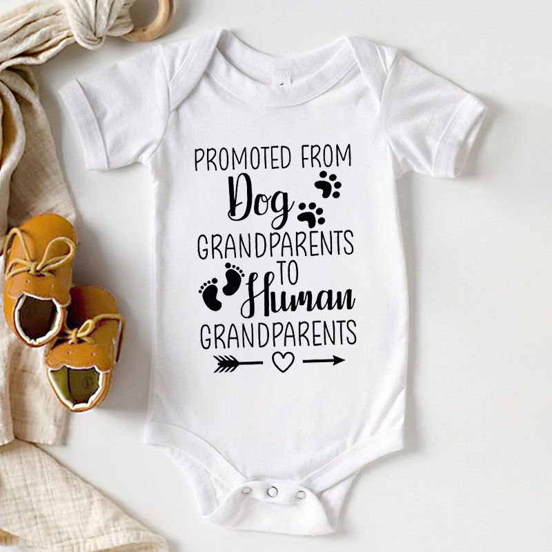 Promoted From Dog Grandparents To Human Grandparents Baby Onesie