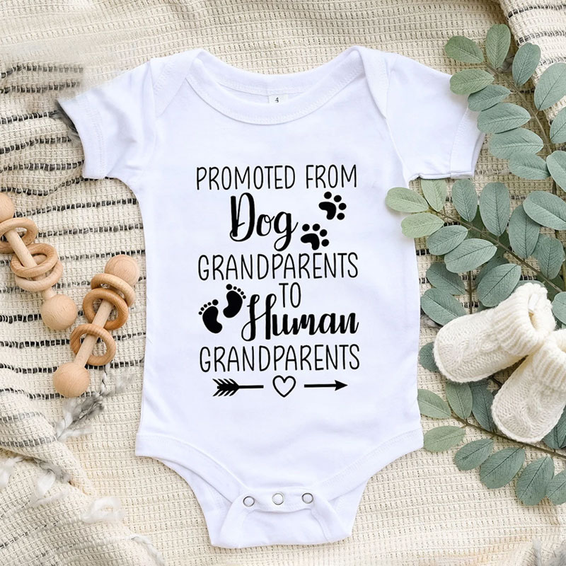 Promoted From Dog Grandparents To Human Grandparents Baby Onesie
