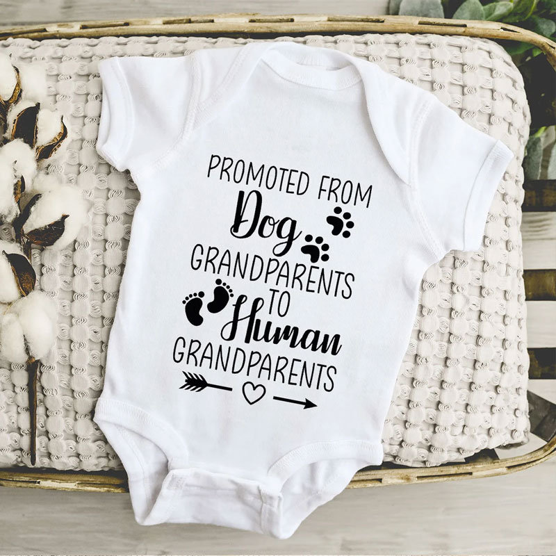 Promoted From Dog Grandparents To Human Grandparents Baby Onesie