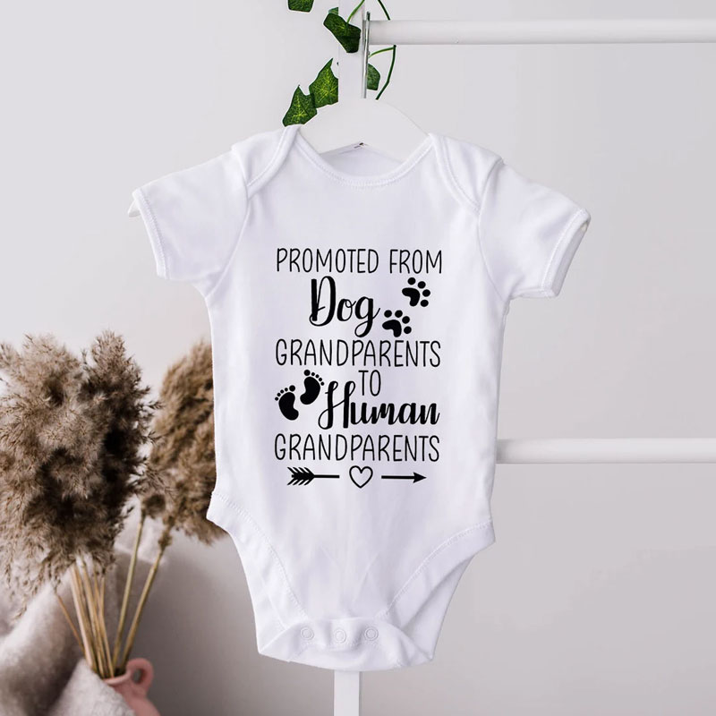 Promoted From Dog Grandparents To Human Grandparents Baby Onesie