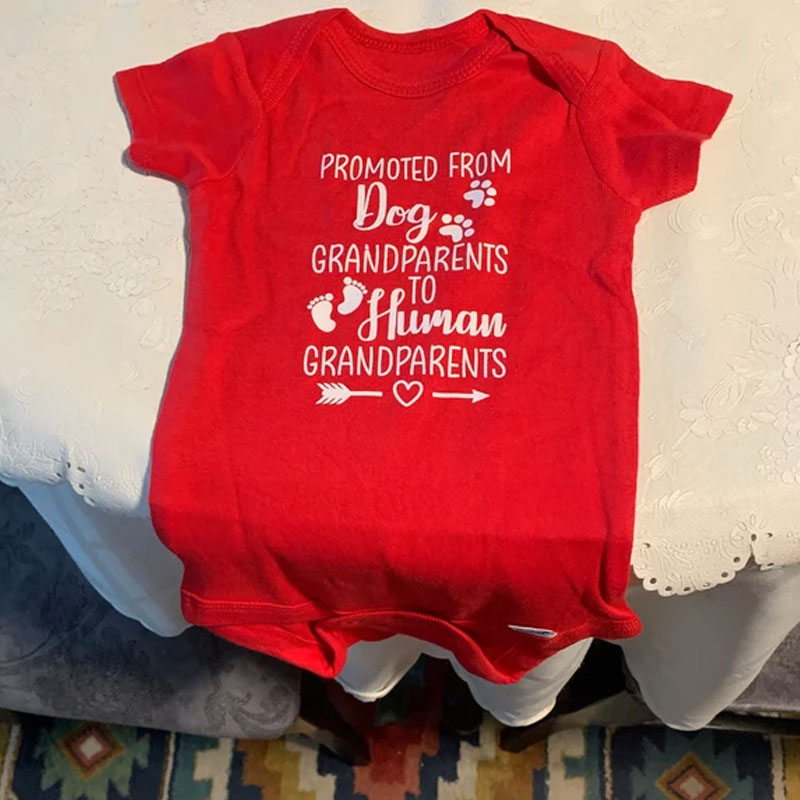 Promoted From Dog Grandparents To Human Grandparents Baby Onesie