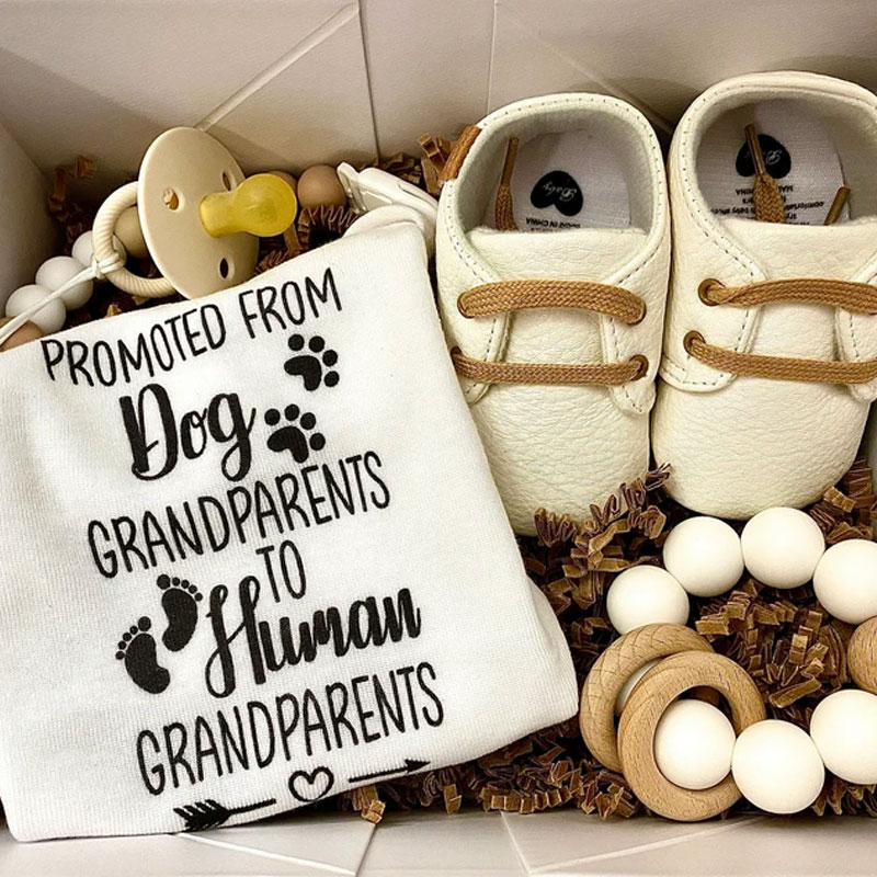 Promoted From Dog Grandparents To Human Grandparents Baby Onesie